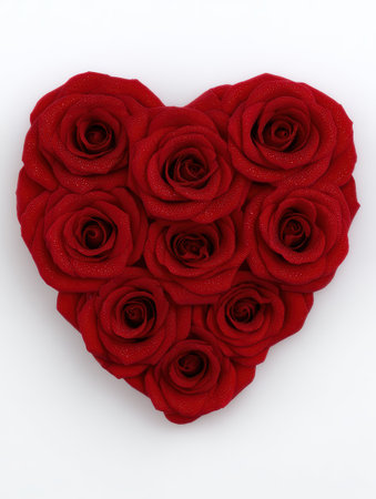 Romantic heart shape made of fresh red roses.の素材