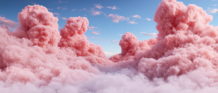 Dreamy pink clouds against a serene blue sky.の素材