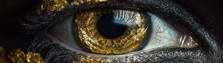 Golden eye with intricate details and surreal beauty.の素材