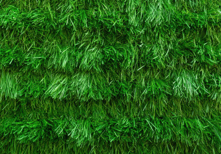 Lush green artificial grass texture background, full frame.の素材