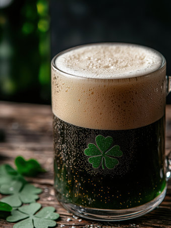 Festive green beer for St. Patrick's Day celebration.の素材