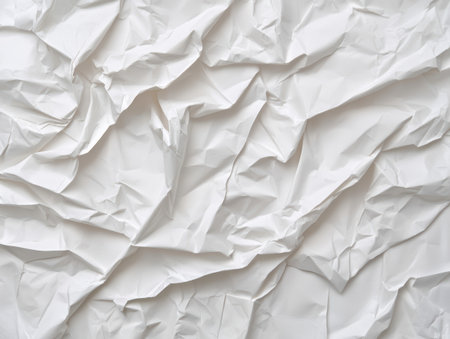 Crumpled white paper texture background for graphic design.の素材