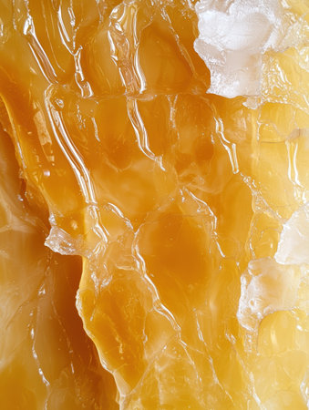 Translucent amber resin with crystalline fractures and inclusions.の素材