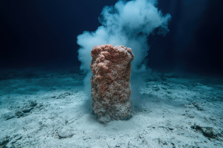 Underwater view of a hydrothermal vent spewing smoke.の素材