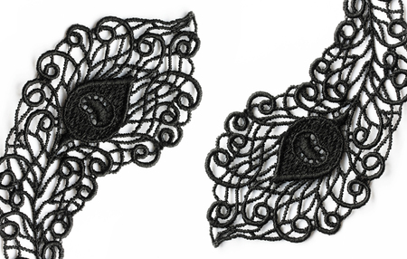 Beautiful black lace border, isolated on white background
