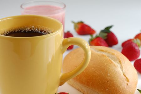coffee, juice, bread breakfastの写真素材