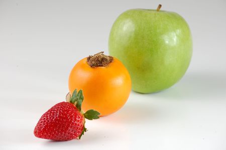 naranjilla, strawberry and green appleの写真素材