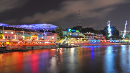 Clark Quay, historical riverside quay in Singaporeのeditorial素材