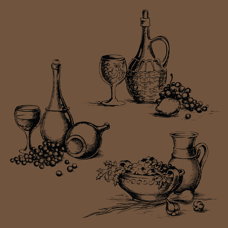 freehand vector drawing of foodのイラスト素材