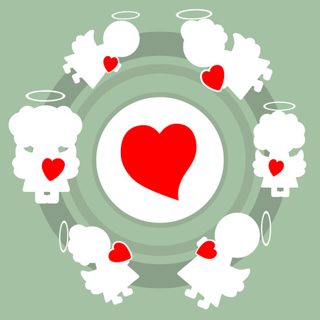 Vector card with angels and heartsのイラスト素材