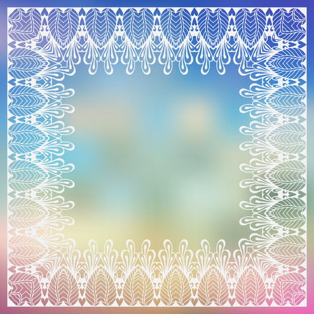 Ornate vector border template in Indian mehndi style. Hand drawn abstract background. Invitation, cards with mehndi elements.のイラスト素材