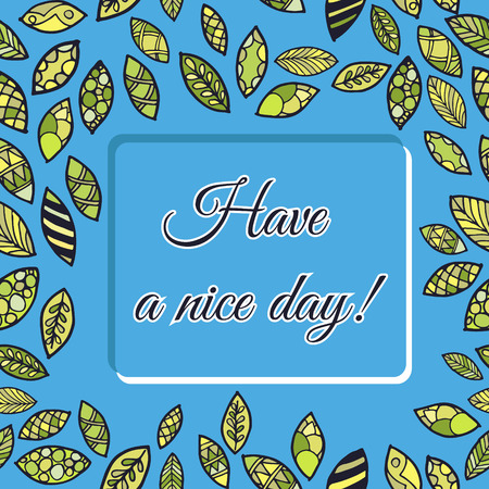 Seamless pattern with colored leaves and with place for text. Can be used like a frame or border.のイラスト素材