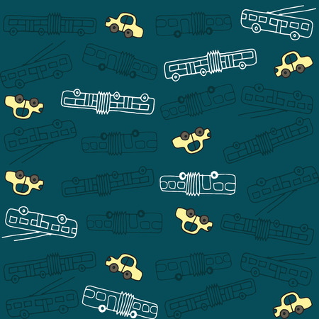 Seamless pattern with automobiles, trolleybuses and buses. Can be used as a background of website, textiles or otherのイラスト素材