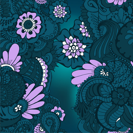 Pattern with traditional indian ornamental design. Floral background with indian ornament. Seamless pattern for your design wallpapers, pattern fills, web page backgrounds, surface textures.のイラスト素材