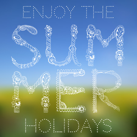 Summer time background with text. Enjoy the Summer holidays, creative graphic message for your summer design. Vector illustration.のイラスト素材