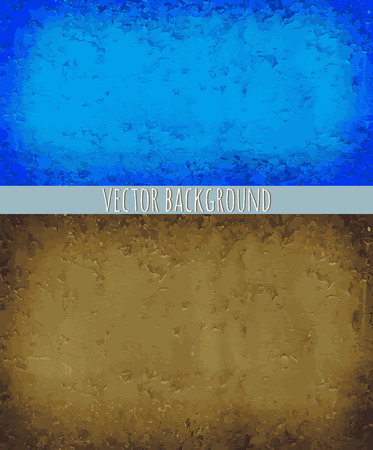 Two backgrounds with damaged paint. Old blue and brown paint. Vector illustration.のイラスト素材