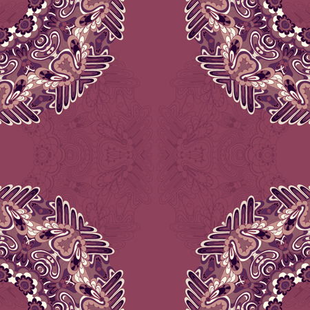 Hand drawn vector seamless pattern with doodle elements.のイラスト素材