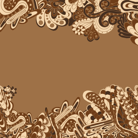 Ornate vector card template. Hand drawn abstract background. Pattern for your design wallpapers, frames, pattern fills, web page backgrounds, surface textures.のイラスト素材