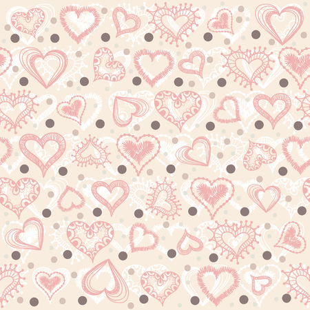 Seamless pattern with hearts like snowflakes. Valentine's Day. Winter.のイラスト素材