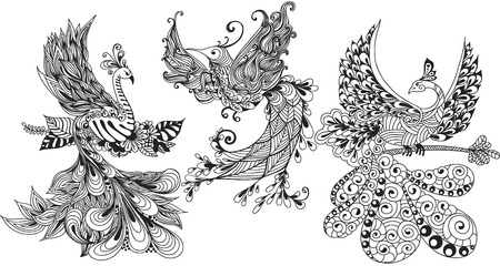 Illustration of three Phoenix Birds.のイラスト素材