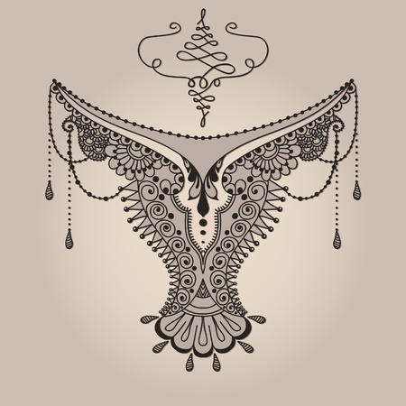 Template for tattoo design with mehndi elements.のイラスト素材