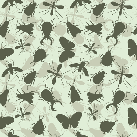 Hand drawn beetles seamless pattern.のイラスト素材