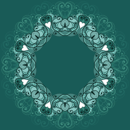 Circular ornament. Can be used as a background for greeting cards,  invitation, business style, print on clothes, tattoo or else. Vector drawing in blue colorsのイラスト素材