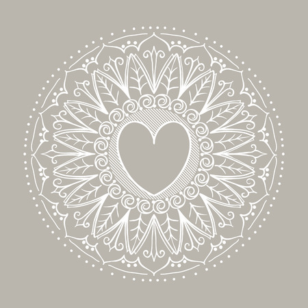 Sketch of tattoo henna heart. Mehndi elements for tattoo design, card backgrounds, print on clothes or else.のイラスト素材