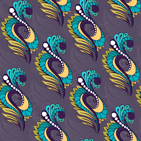 Hand drawn vector seamless pattern with doodle elements.のイラスト素材