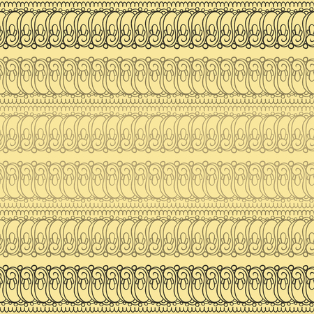 Endless stripes in henna tattoo style. Mehndi element for tattoo design, card backgrounds, print on clothes or else. Seamless pattern with vector stripes.のイラスト素材