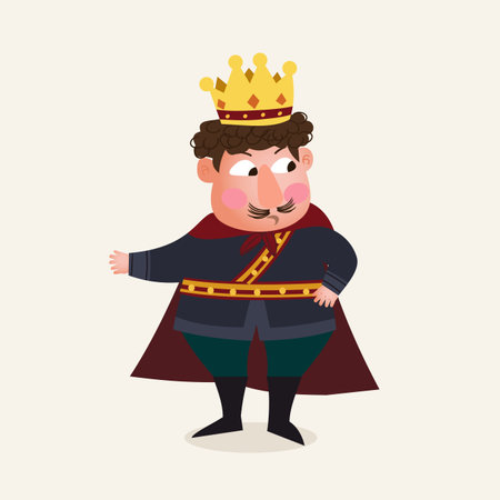 Cartoon king with crown. Vector illustration in a flat style.のイラスト素材