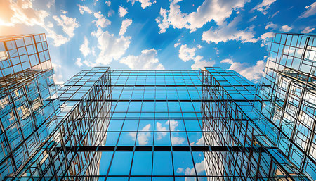 Abstract modern architecture background. Skyscraper business center. 3d renderの素材