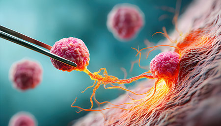 Human egg cell with sperm, 3D illustration.の素材