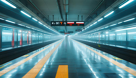 Empty subway station in shanghai china. 3d renderingの素材