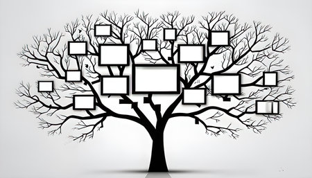 Tree with blank photo frames. Vector illustration. Eps 10 file.の素材