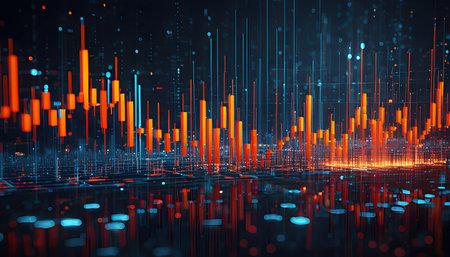 financial chart on technology abstract background. 3d rendering toned imageの素材