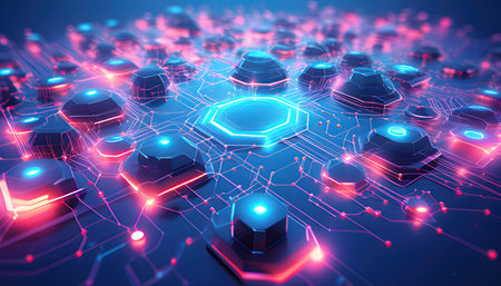 Circuit board background. 3d rendering, 3d illustration.の素材
