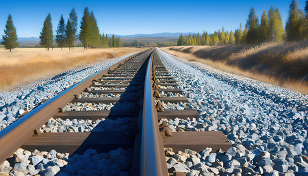 Railway tracks in the prairie of New Mexico. USA.の素材