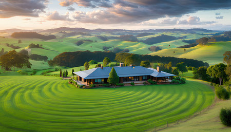 Beautiful landscape of the countryside. Aerial view of the countryside.の素材