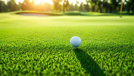 Golf ball on the green grass, golf course, golf courseの素材