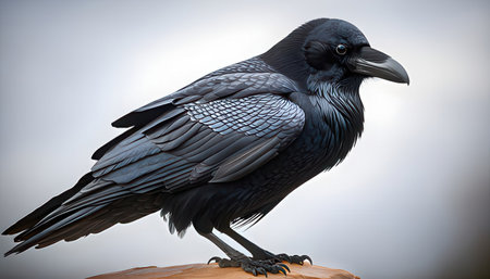 Raven on a rock. Close-up. 3D illustration.の素材