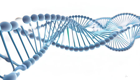 Highly rendering of a dna on white background with copy spaceの素材