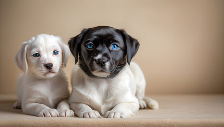 Labrador Retriever puppy and labrador retriever puppy with blue eyesの素材