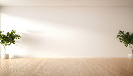 interior with white wall and wooden floor - 3D Renderingの素材