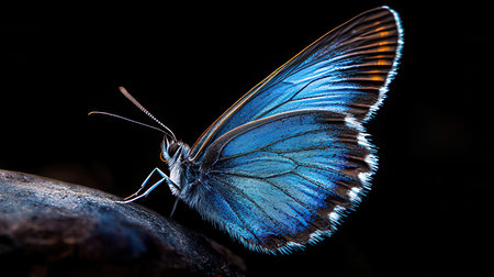 Butterfly on a black background. Close-up. Macro.の素材