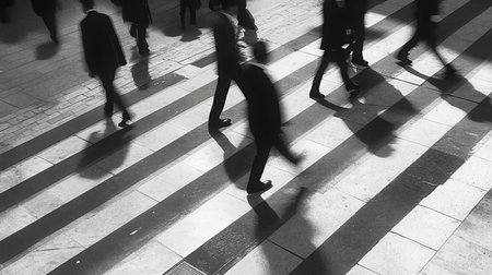 abstract of people walking on the street.の素材