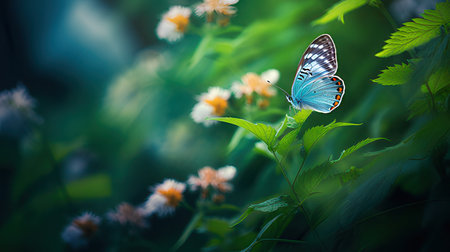 Butterfly on a flower in the garden. Nature background.の素材