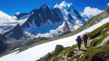 Hikers in the Andes, South Americaの素材