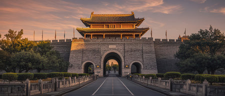 The Forbidden City in Beijing, China at sunset. Ancient architecture of the Ming and Qing dynasty.の素材