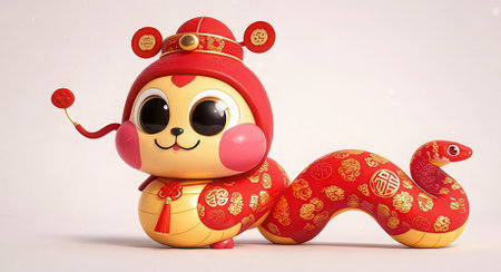 Chinese new year of the Snake,Chinese characters mean happy new yearの素材